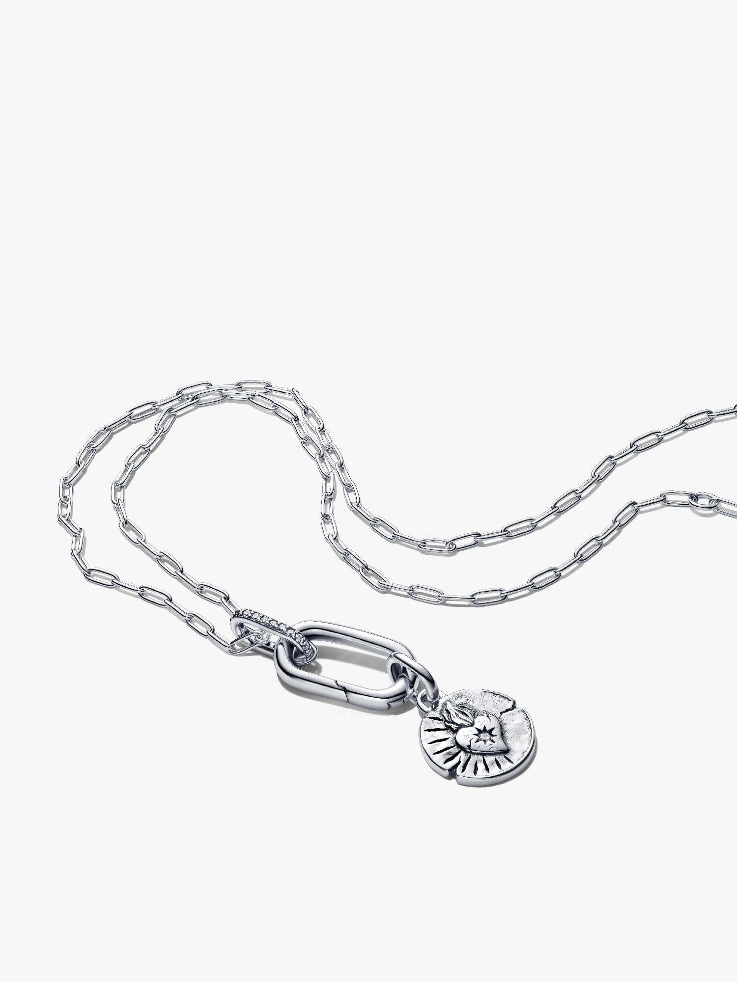 Heart Medallion Charm Necklace Set