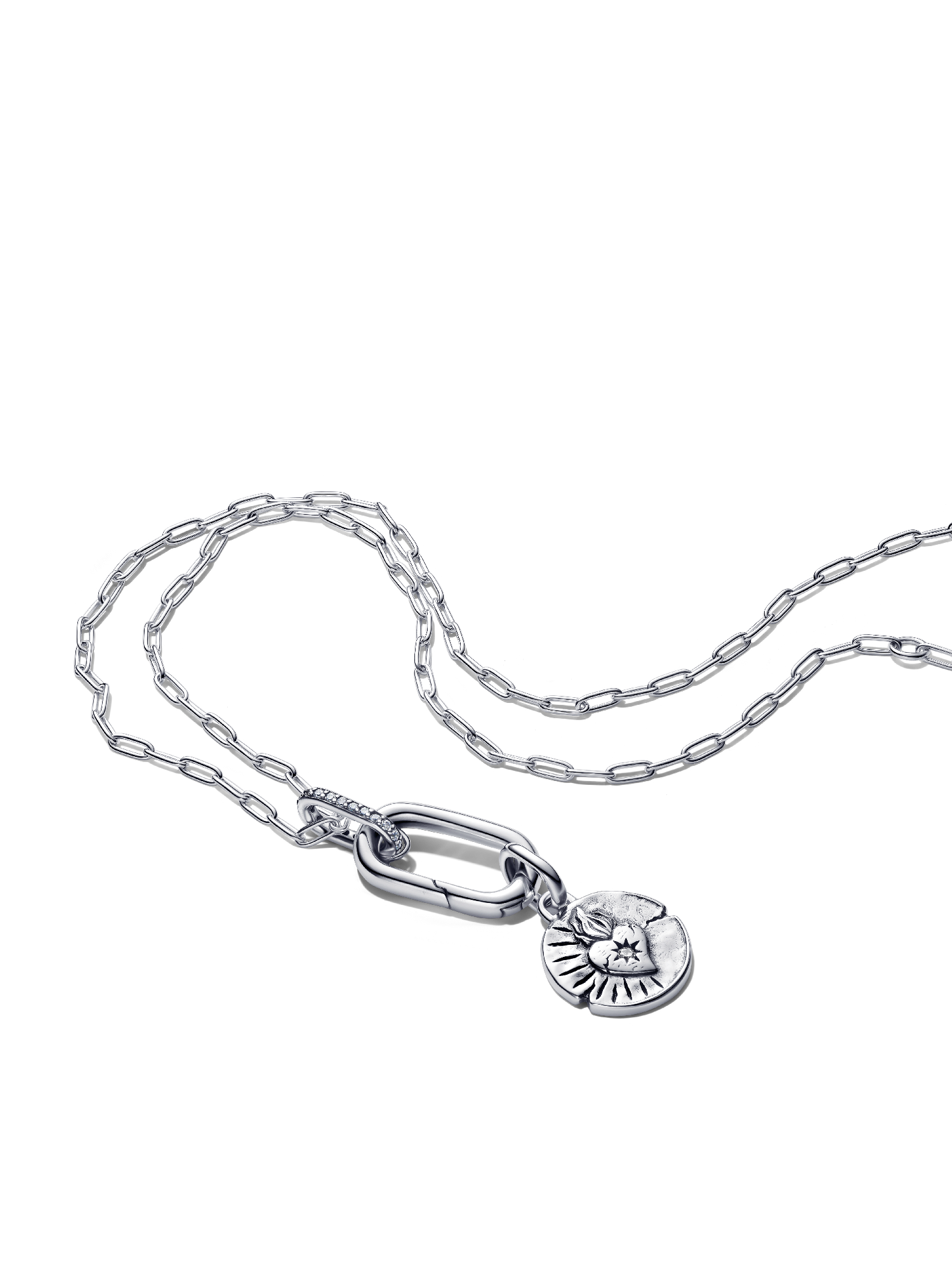 Heart Medallion Charm Necklace Set