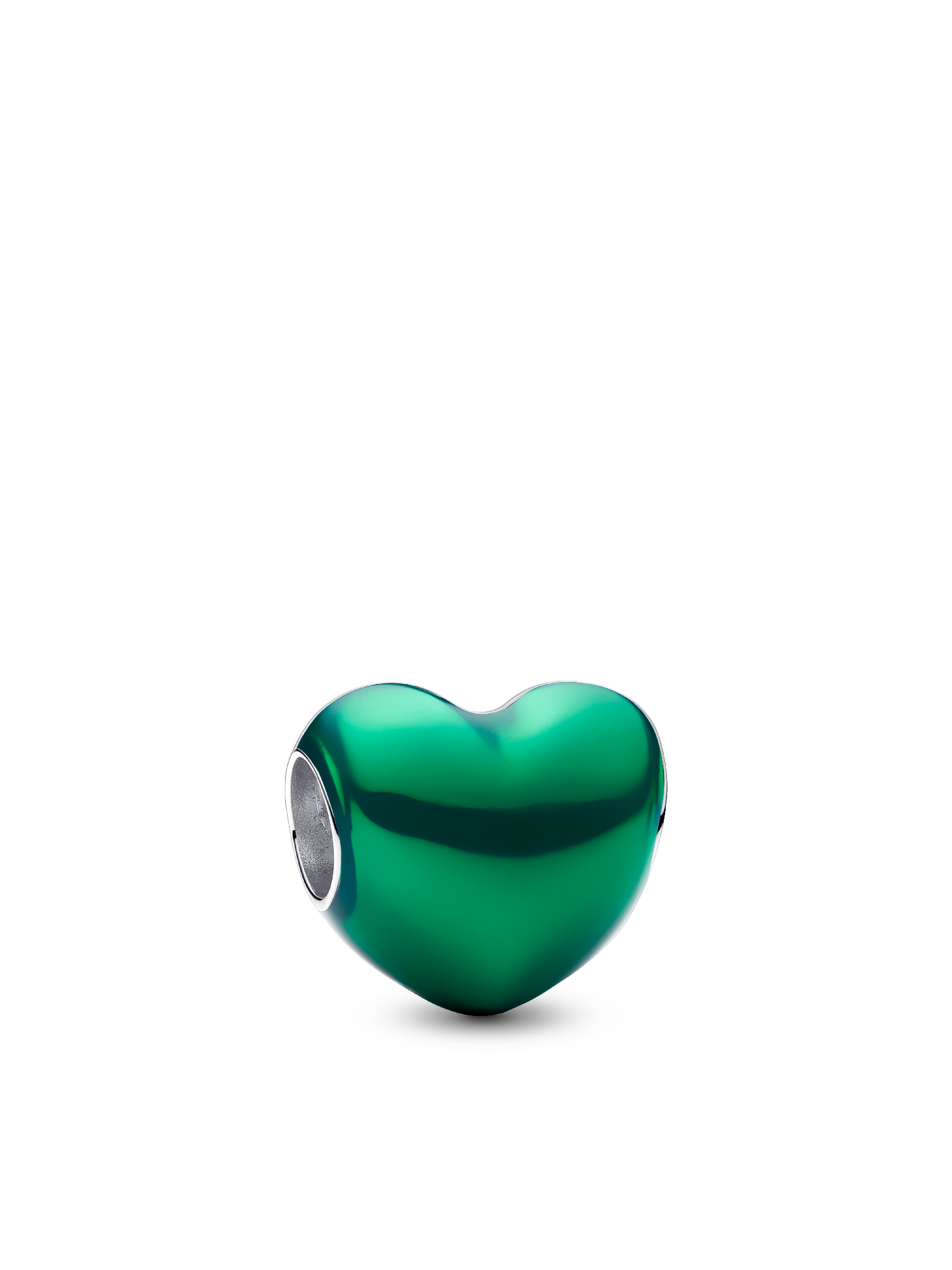 Женский шарм Pandora Metallic Green Heart Charm, цвет: Серебро