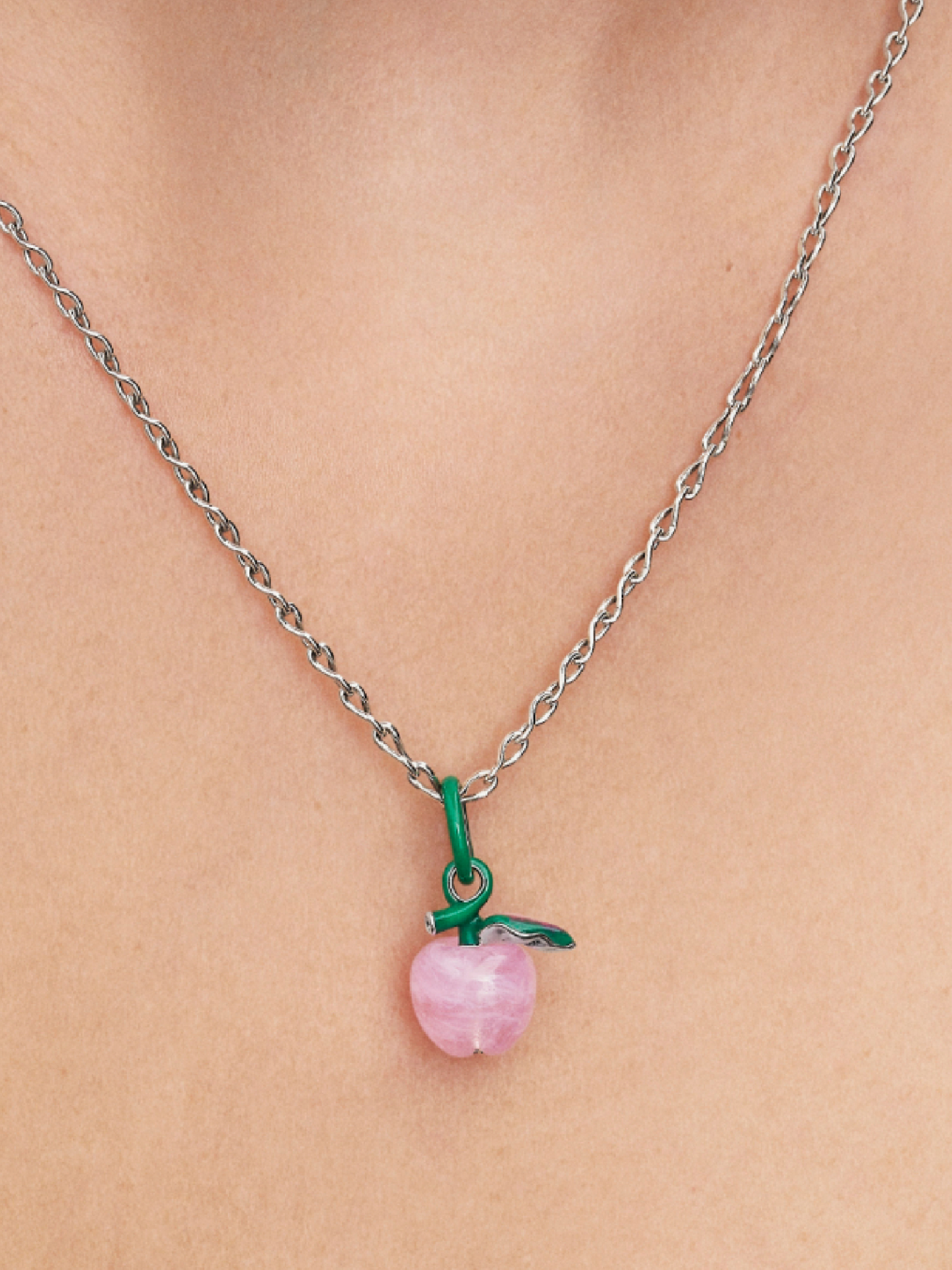 Женский шарм Pandora Murano Pink Apple Charm, цвет: Серебро — фото 3