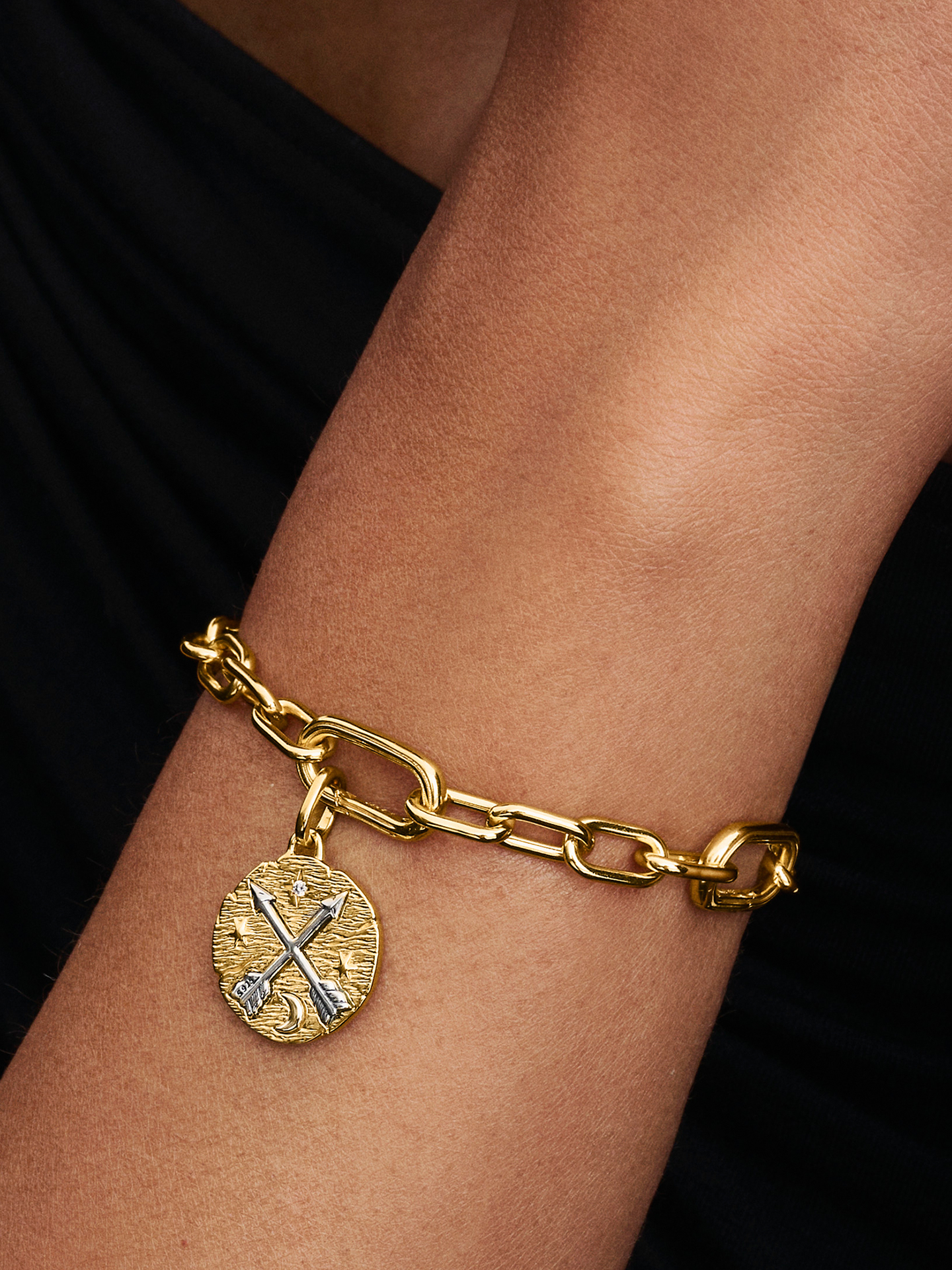 Женский шарм Pandora Crossing Arrows Medallion Charm, цвет: Двухцветный — фото 3