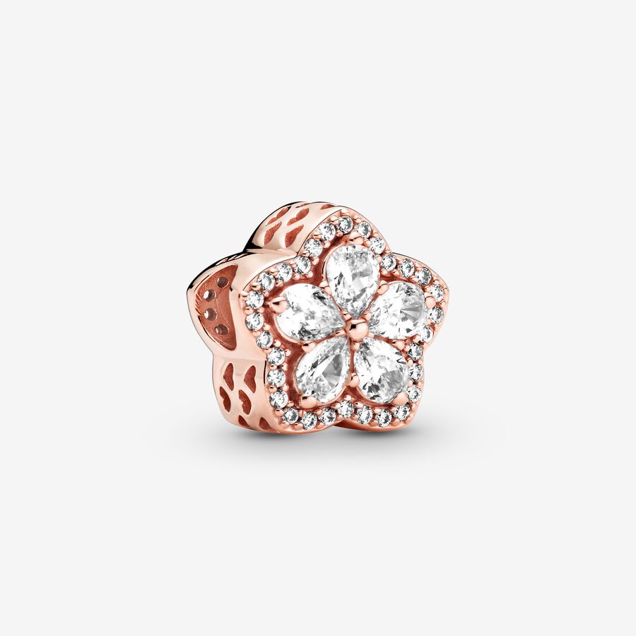 B0119】Pink Crystal Bracelet Rose Gold Snowflake Charm Bracelet