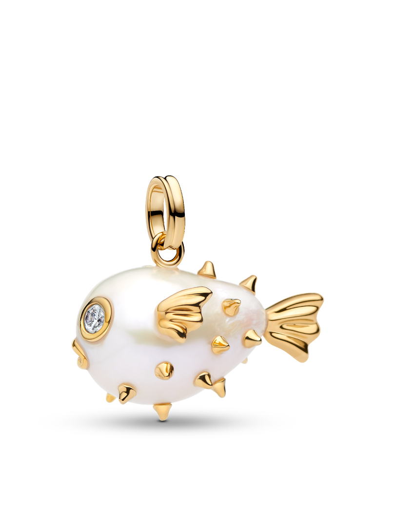 Baroque Pearl Puffy Fish Pendant Necklace set