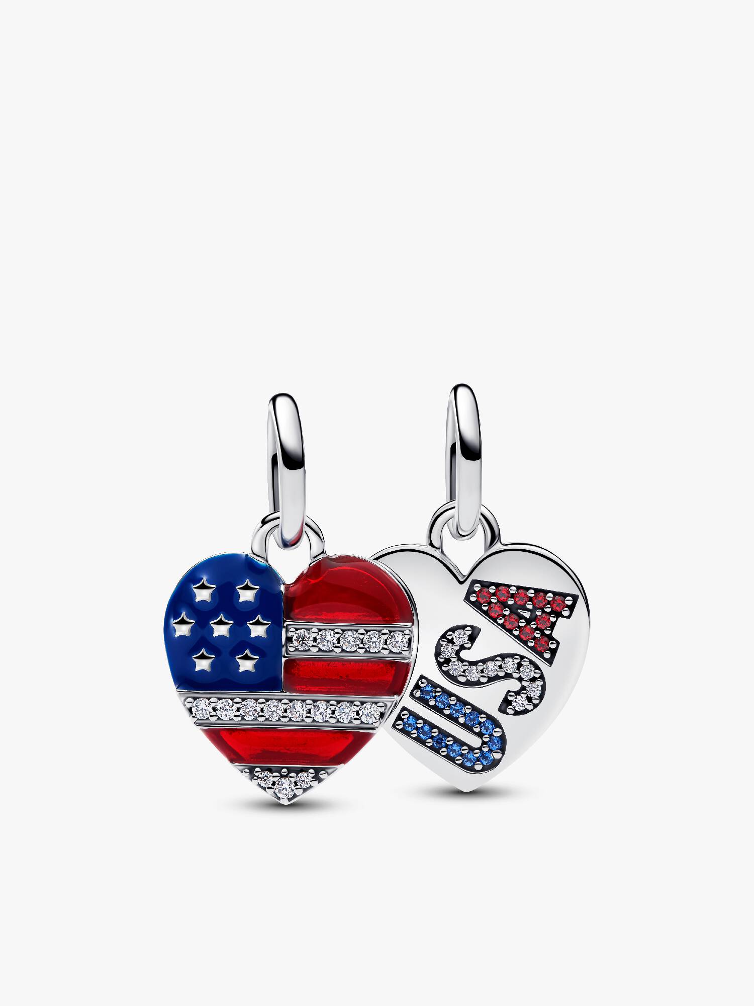 Engravable USA Hearts Splittable Dangle Charm

