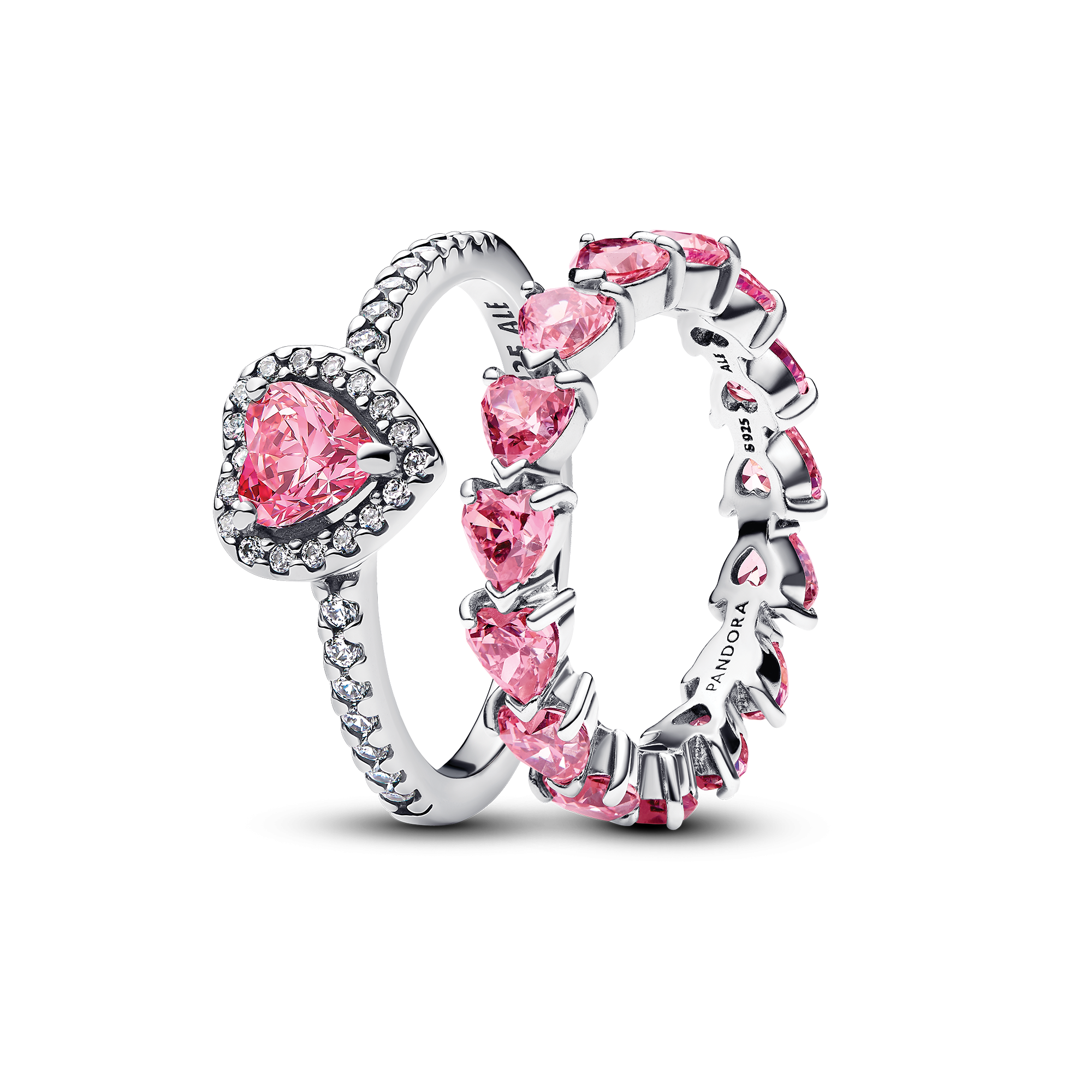 Pink Heart to Hearts Ring Set