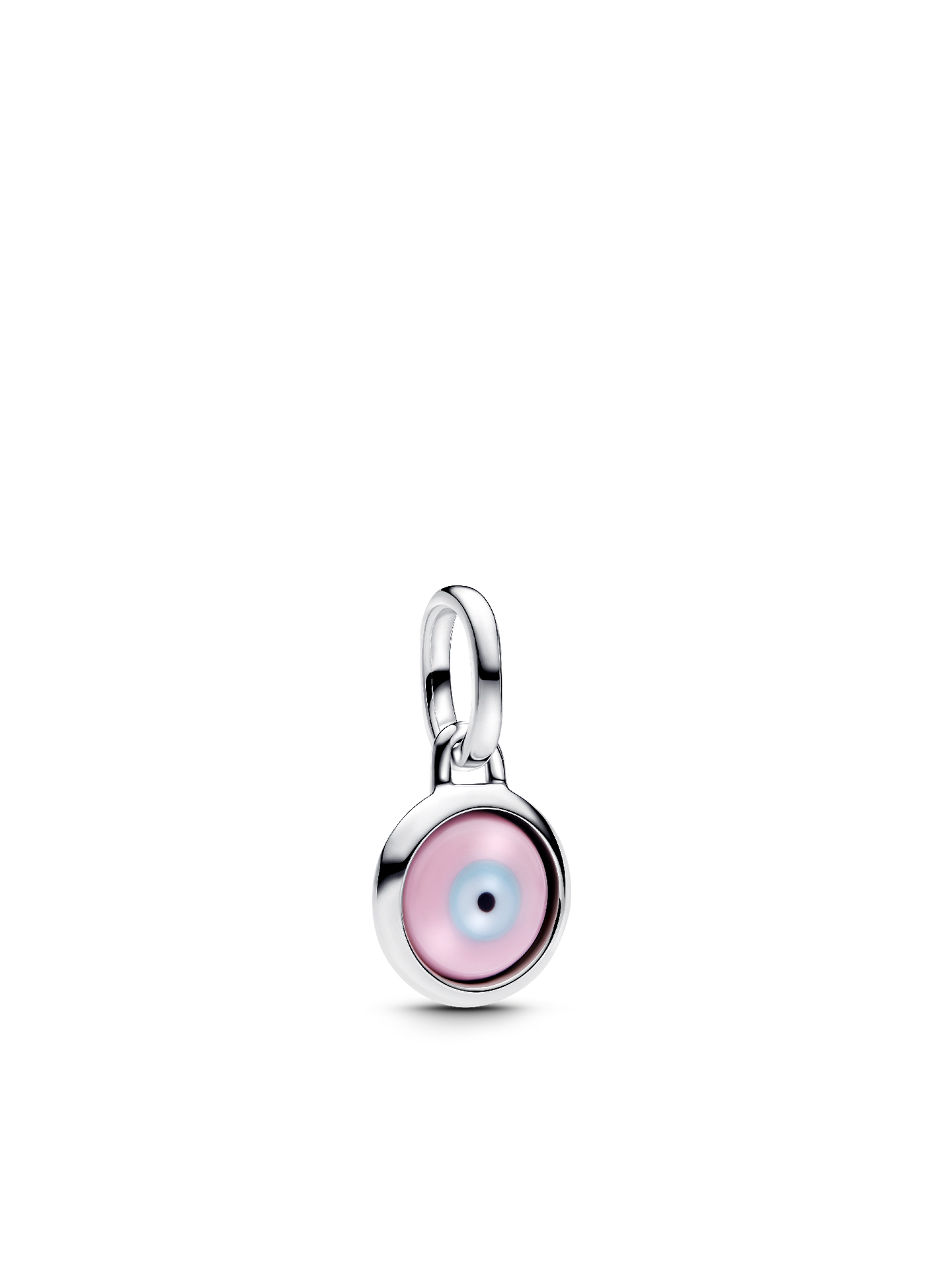 Женский шарм Pandora Engravable Evil Eye Murano Glass Mini Dangle Charm, Sterling silver #793693C00, цвет: Серебро — фото 1