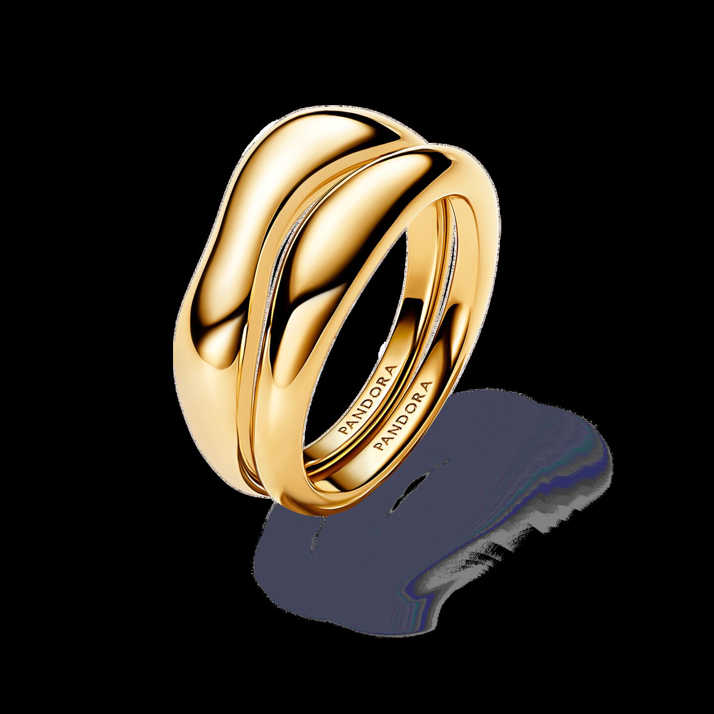 Женские кольца Pandora Organically Shaped Stacking, Gold plated, цвет: Позолоченный — фото 2