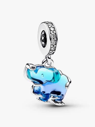 Blue Murano Glass Elephant Dangle Charm