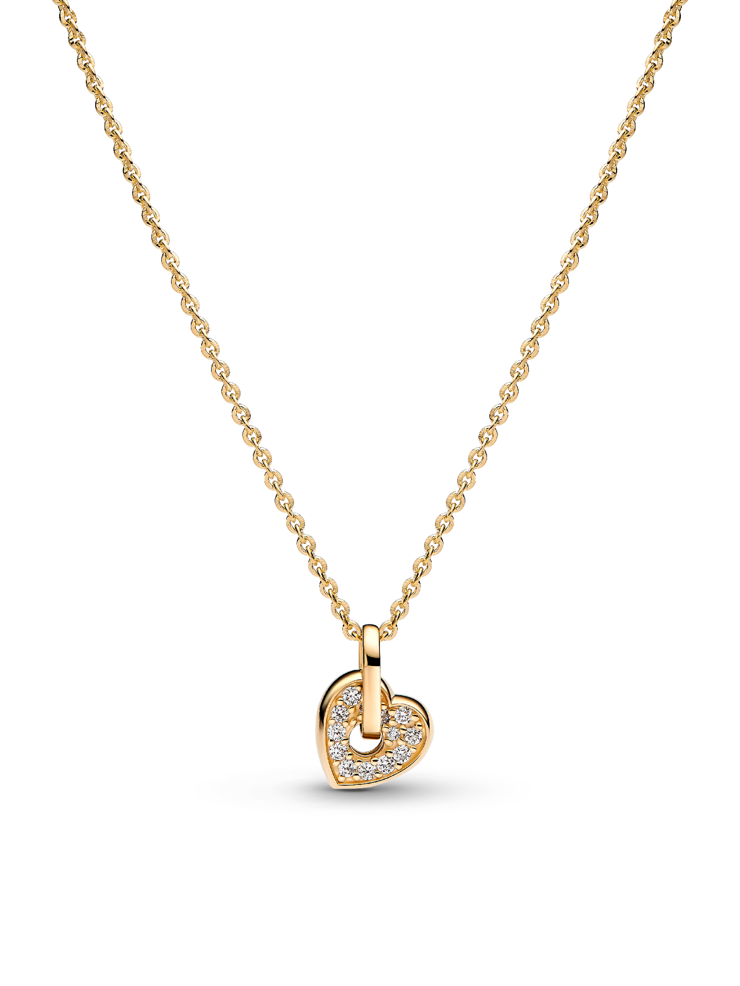 Женское колье Pandora Talisman 14k Gold Lab-grown Diamond Pavé Heart Pendant, цвет: Золотой — фото 1