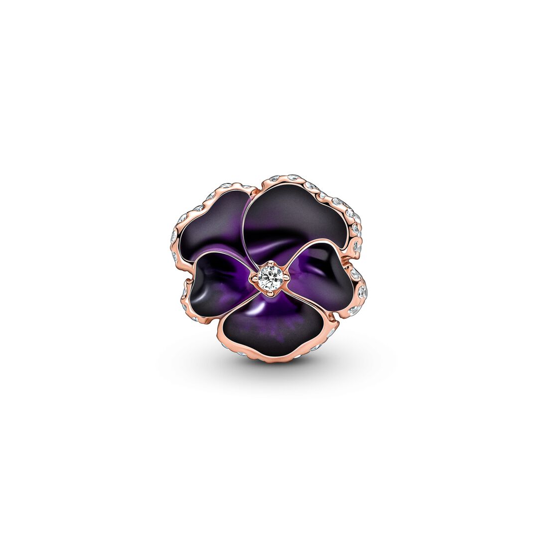 Deep Purple Pansy Flower Charm