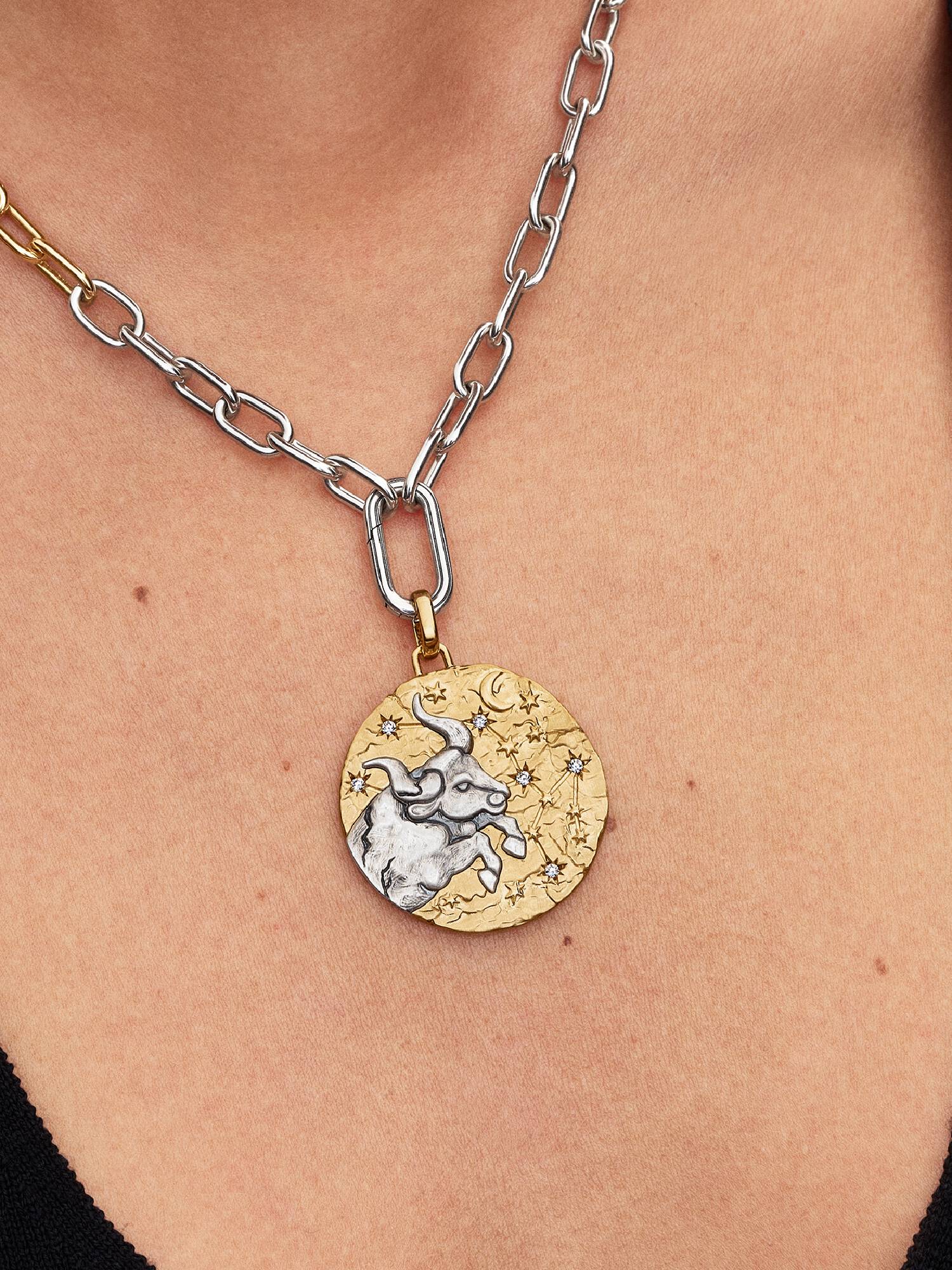Taurus Zodiac Oversized Medallion Charm