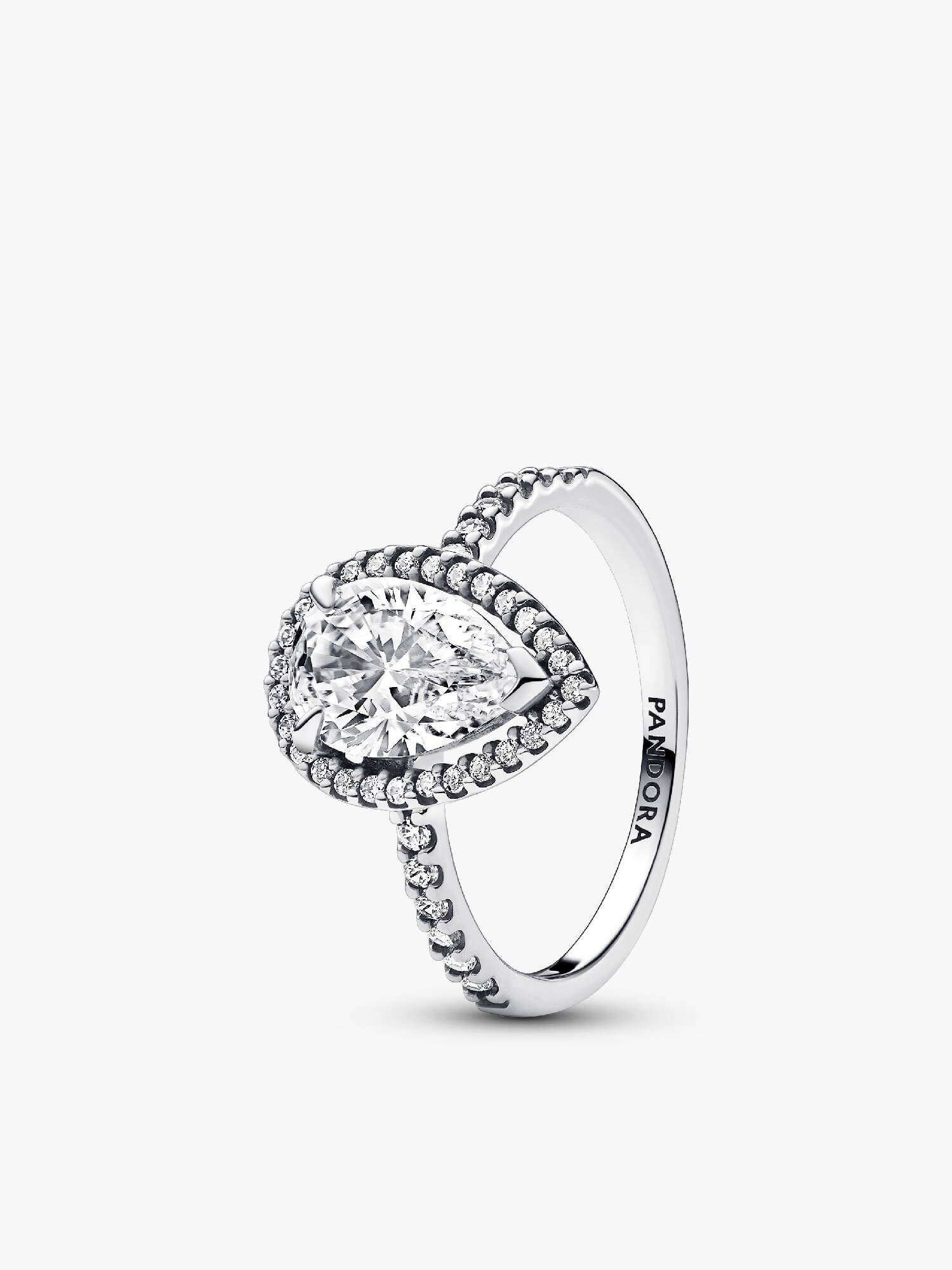 Sparkling Pear Halo Ring