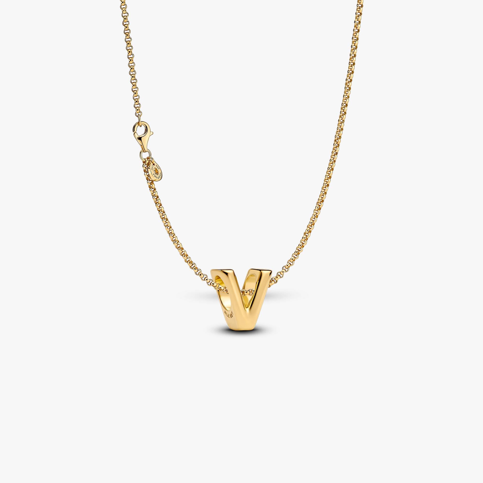 Letter V Charm Necklace