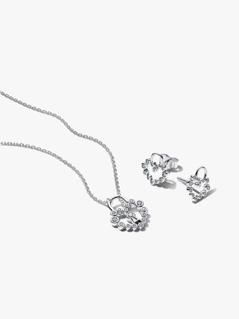 Sparkling Heart Padlock Jewelry Gift Set