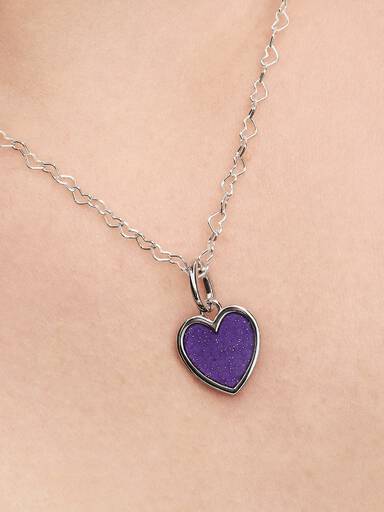 Engravable Purple Heart Dangle Charm, Platinum Plated