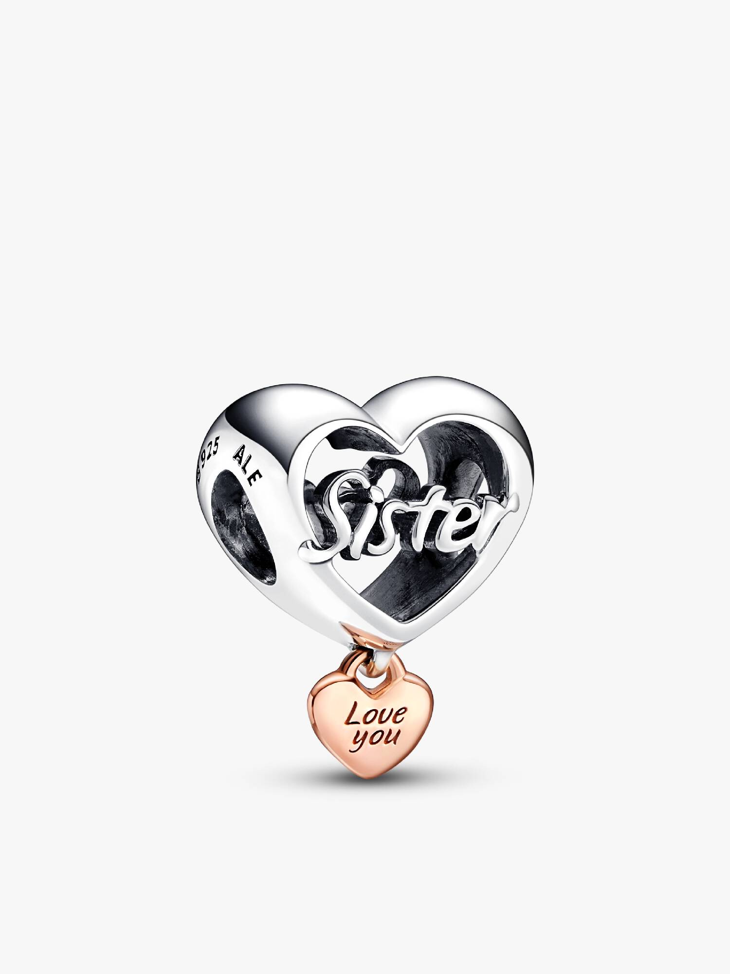 Love You Sister Heart Charm