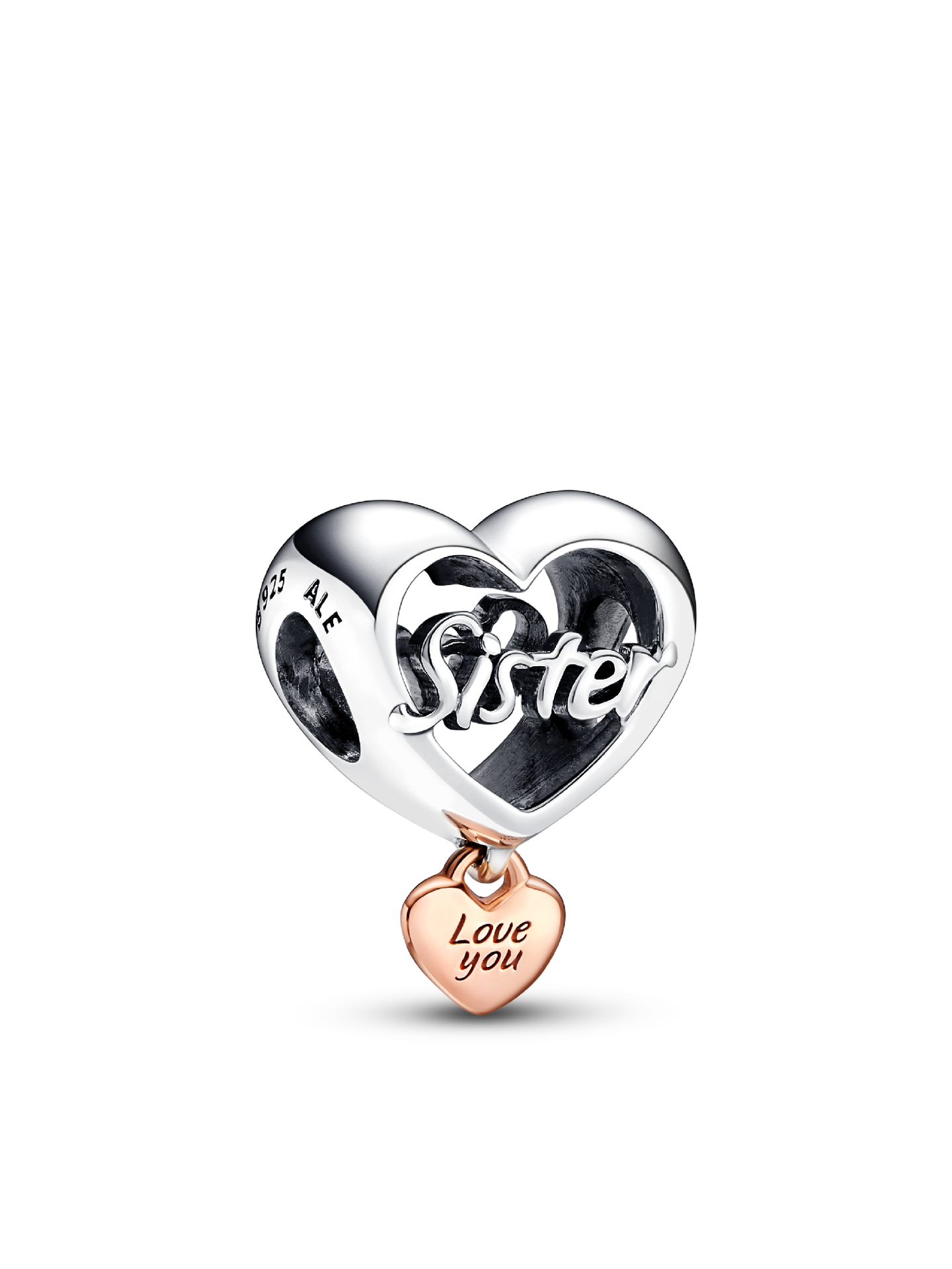 Женский шарм Pandora Love You Sister Heart Charm, цвет: Двухцветный — фото 1
