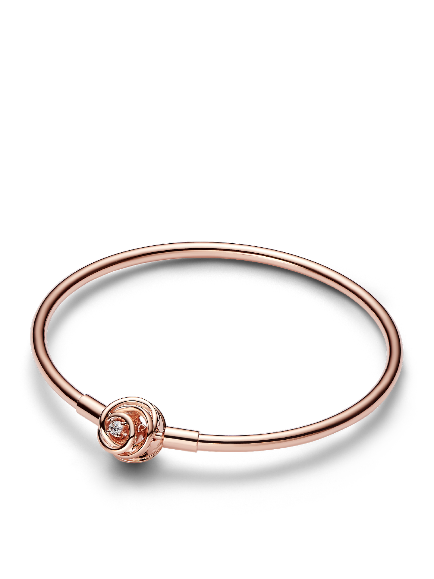 Женские украшения Pandora Moments Encircled Clasp Bangle, Rose gold plated, цвет: Покрытие розовым золотом — фото 1