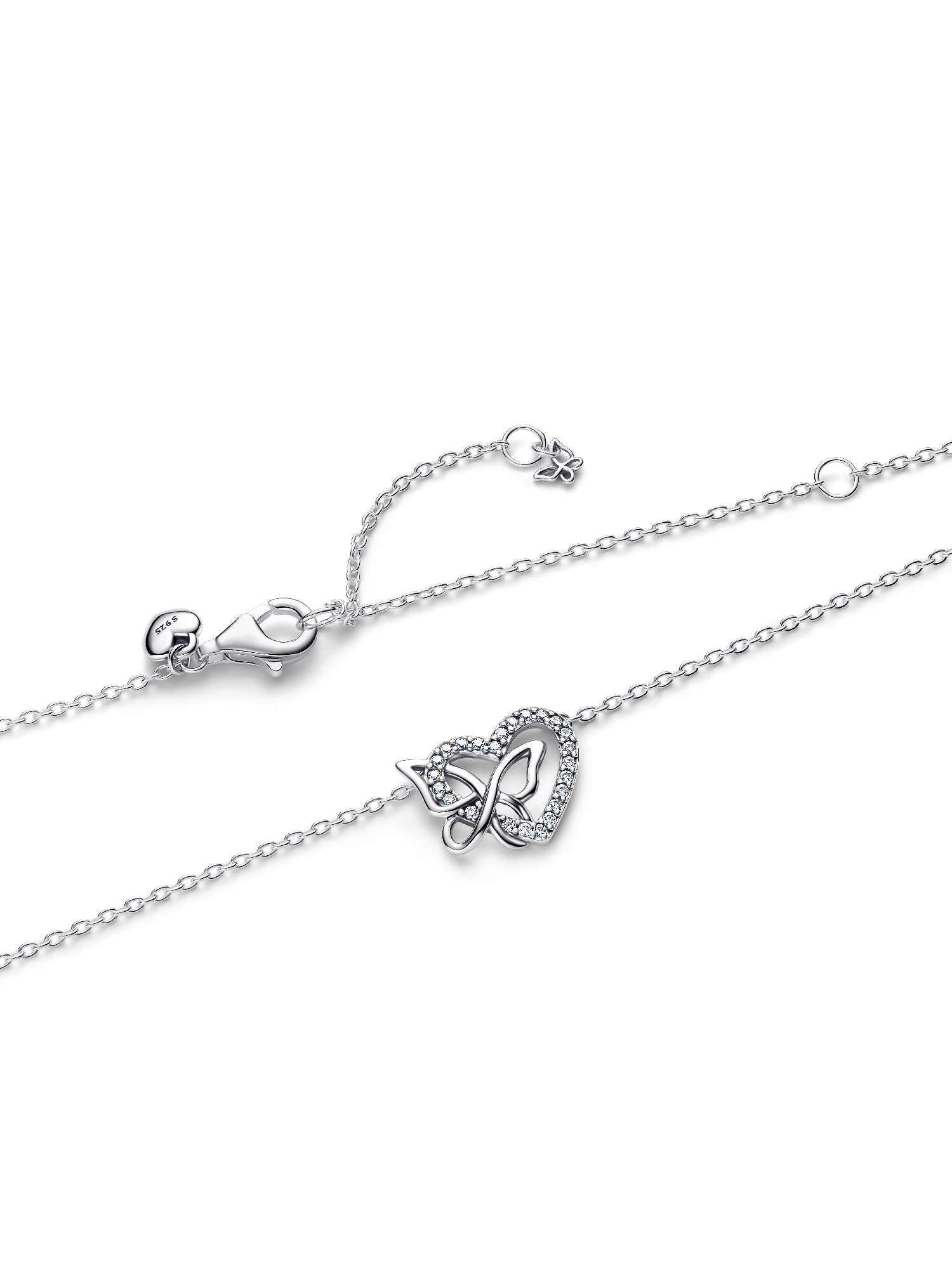 Entwined Heart & Butterfly Pendant Necklace | Sterling silver