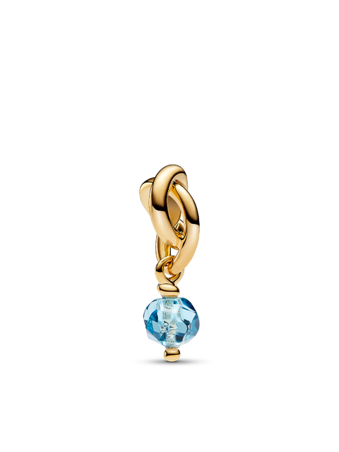 Pandora March Sea Aqua Blue Eternity Circle Dangle Charm, цвет: Позолоченный