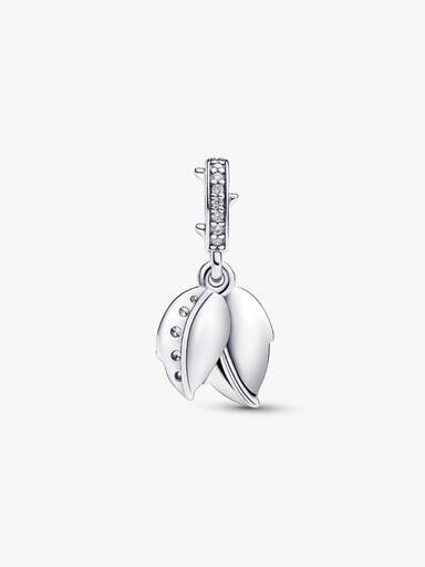 White Rose in Bloom Double Dangle Charm