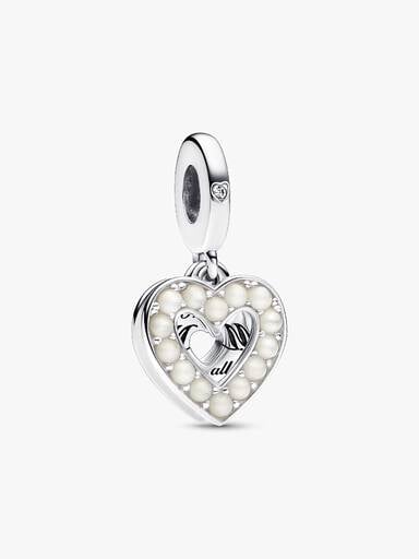Pearlescent White Heart Double Dangle Charm