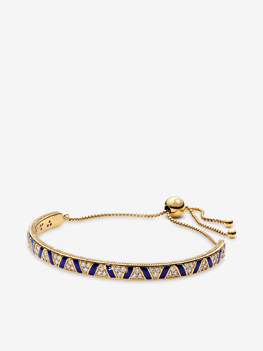 Blue Stripes and Stones Slider Bracelet