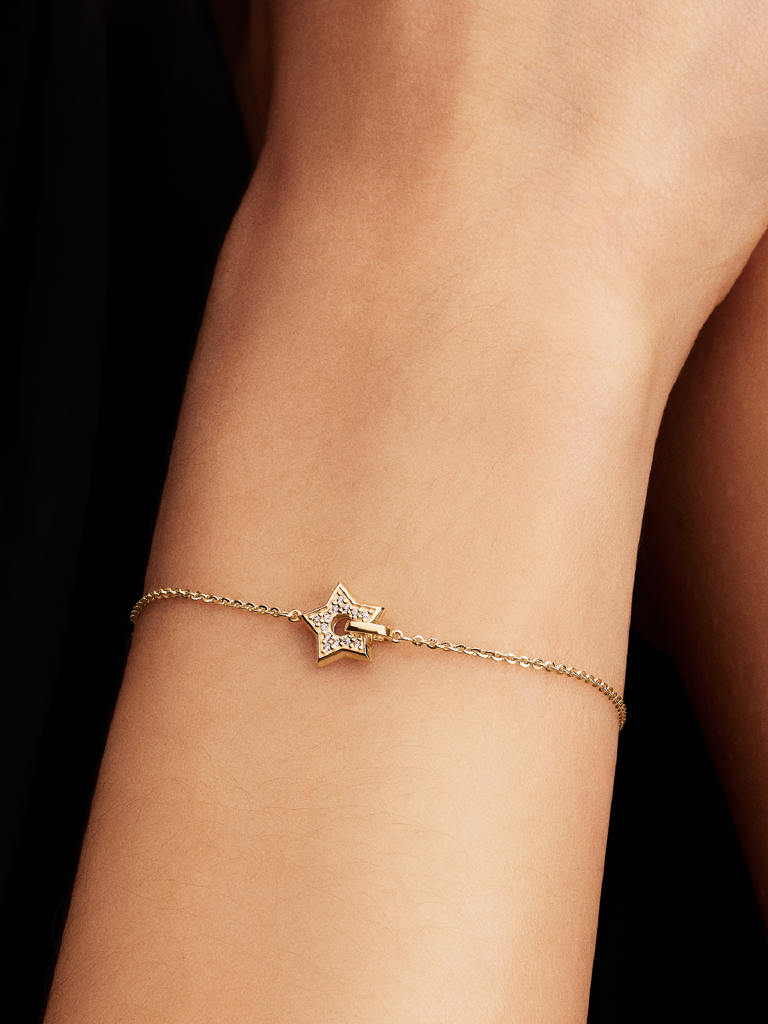 Pandora Talisman 14k Gold Lab-grown Diamond Pavé Star Chain