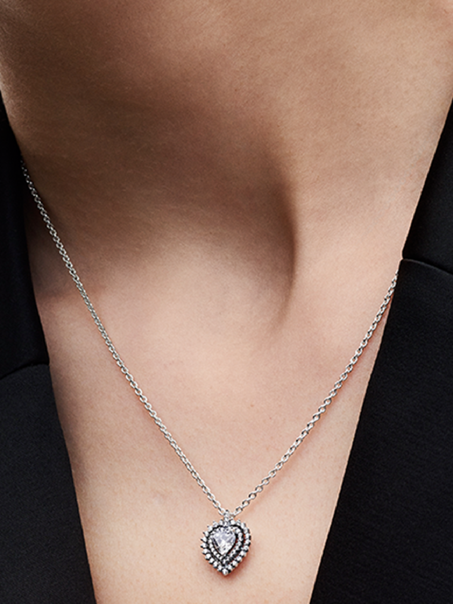 Sparkling Heart Halo Pendant Necklace