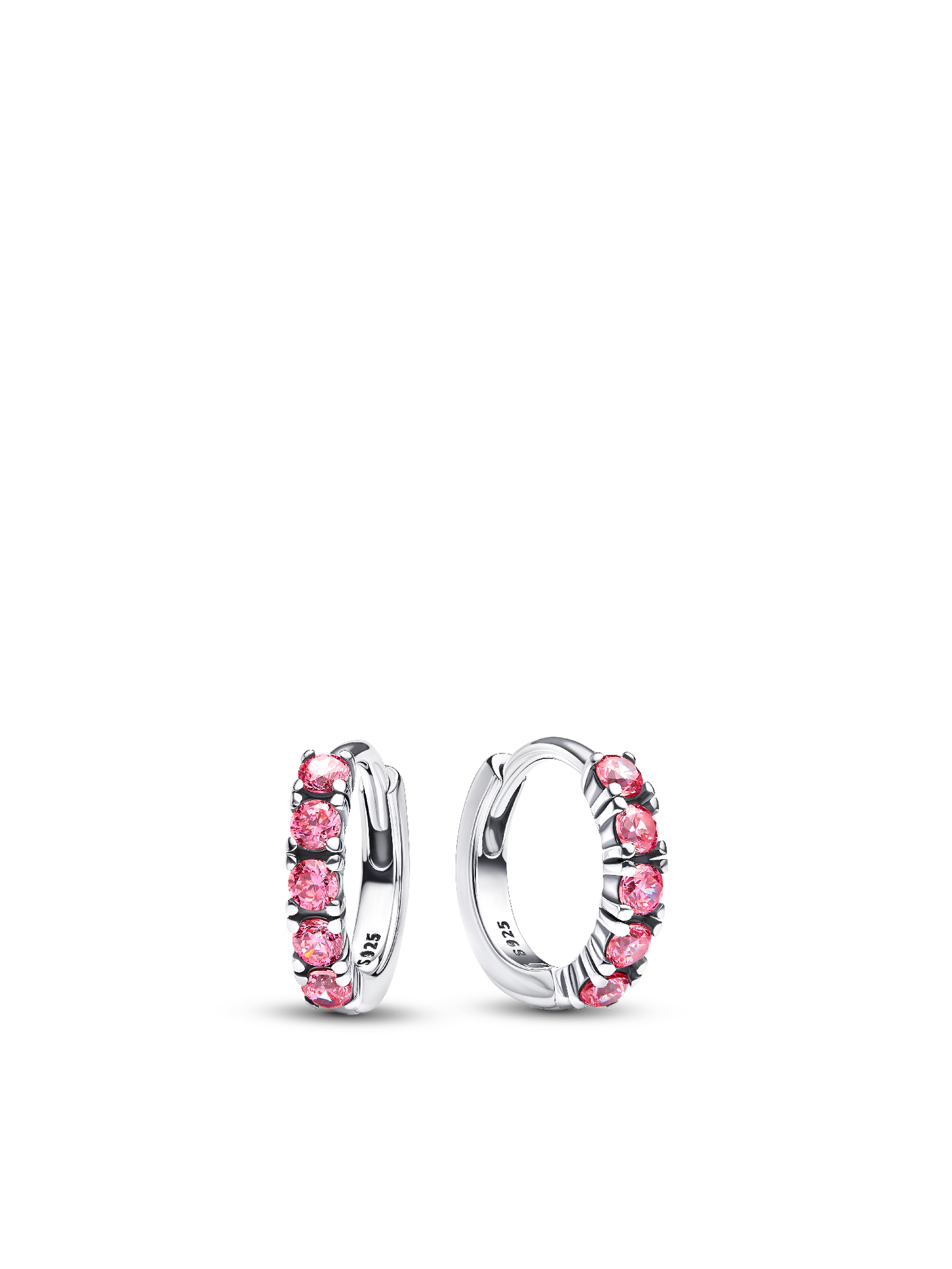 Женские серьги Pandora Pink Huggie, цвет: Серебро — фото 1