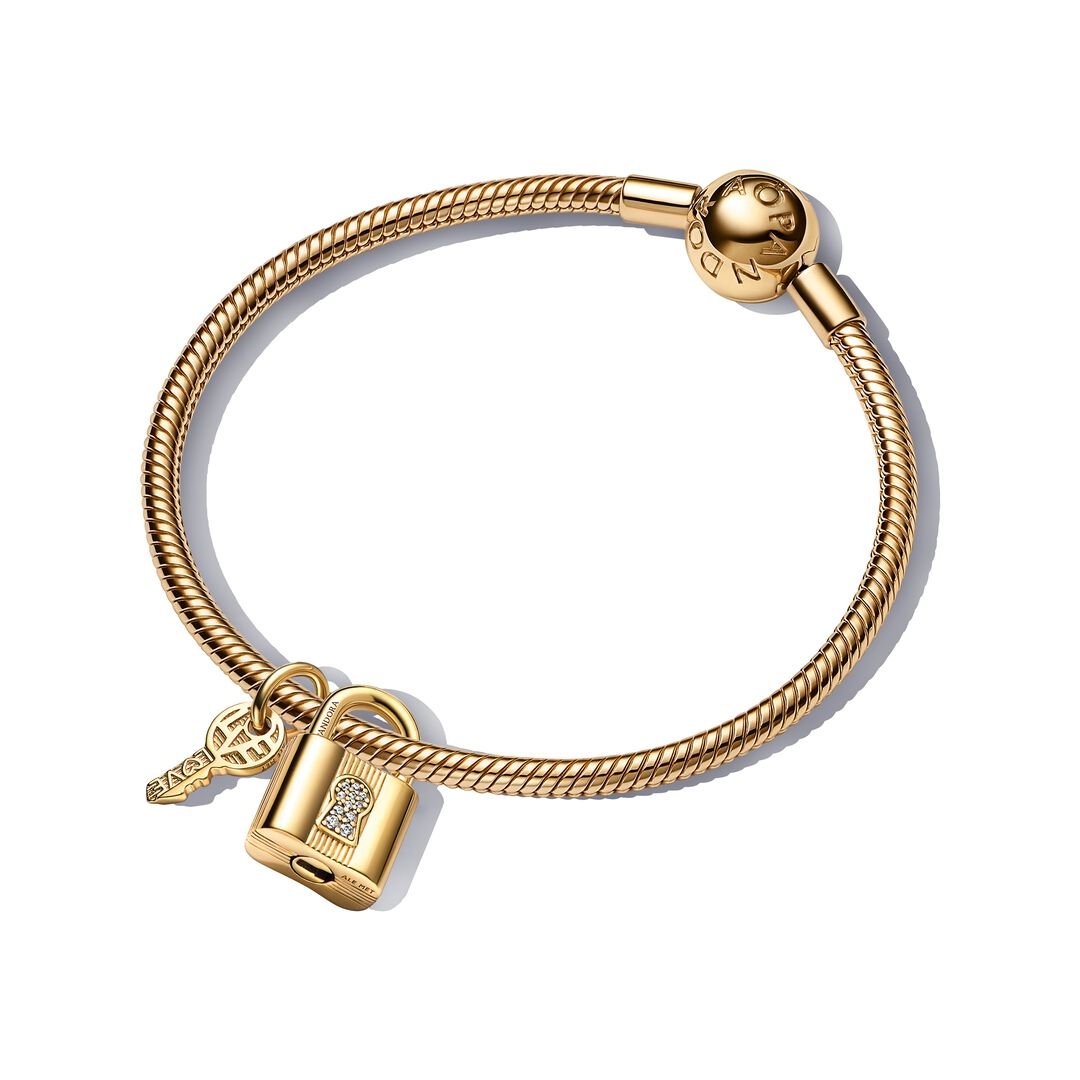 Gold Padlock Bracelet Set