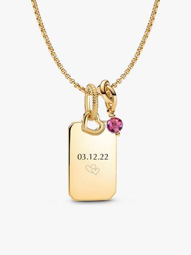 October Engravable Dangle Charm Necklace Set