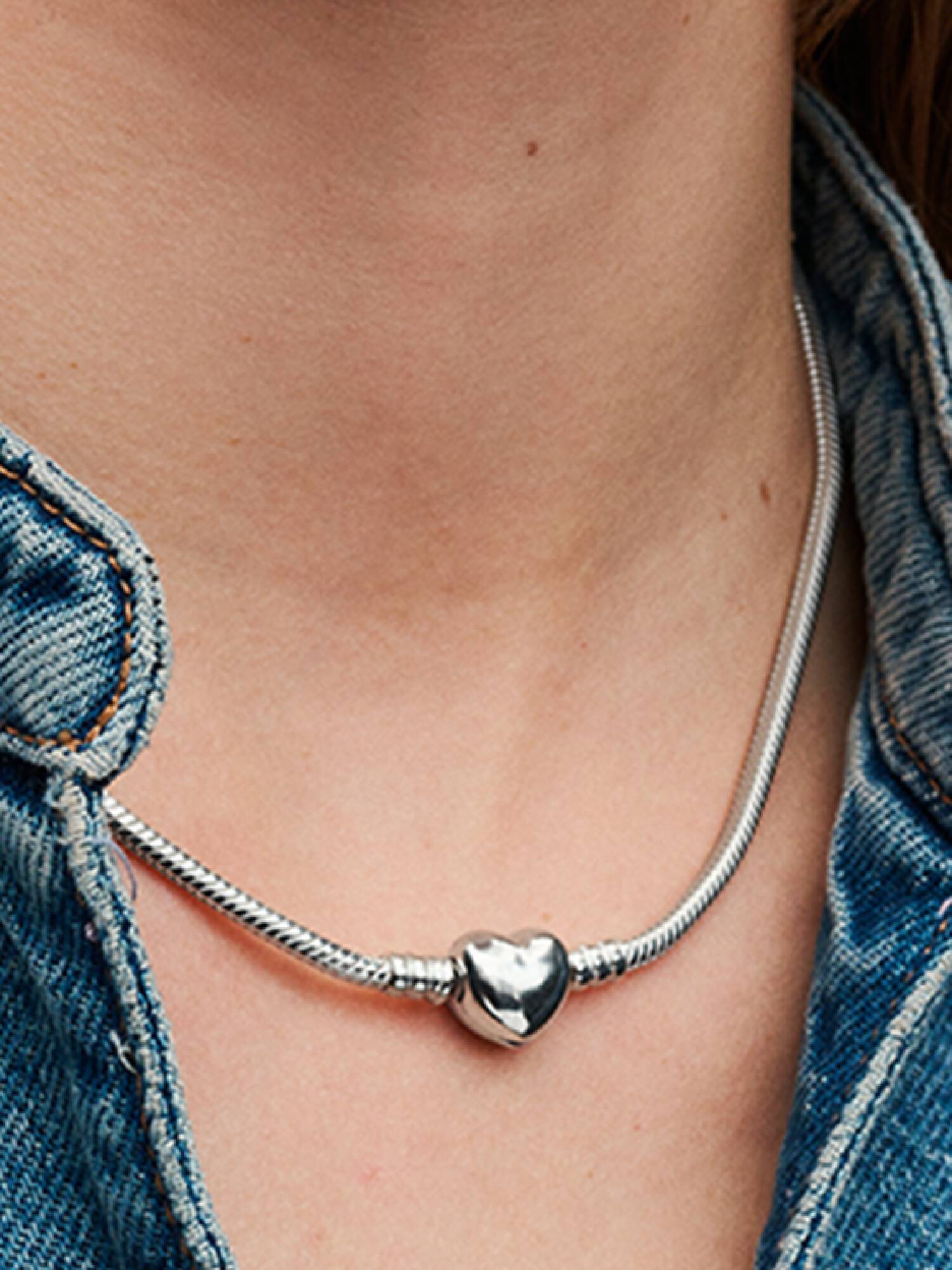Pandora Moments Heart Clasp Snake Chain Necklace