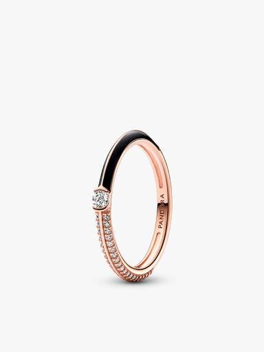 Pandora ME Pavé Red and Black Ring Set
