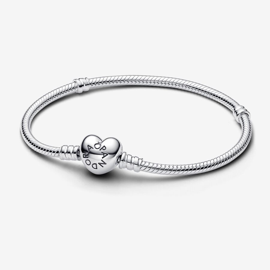 Silver Charm Bracelet with Heart Clasp | silver Pandora US