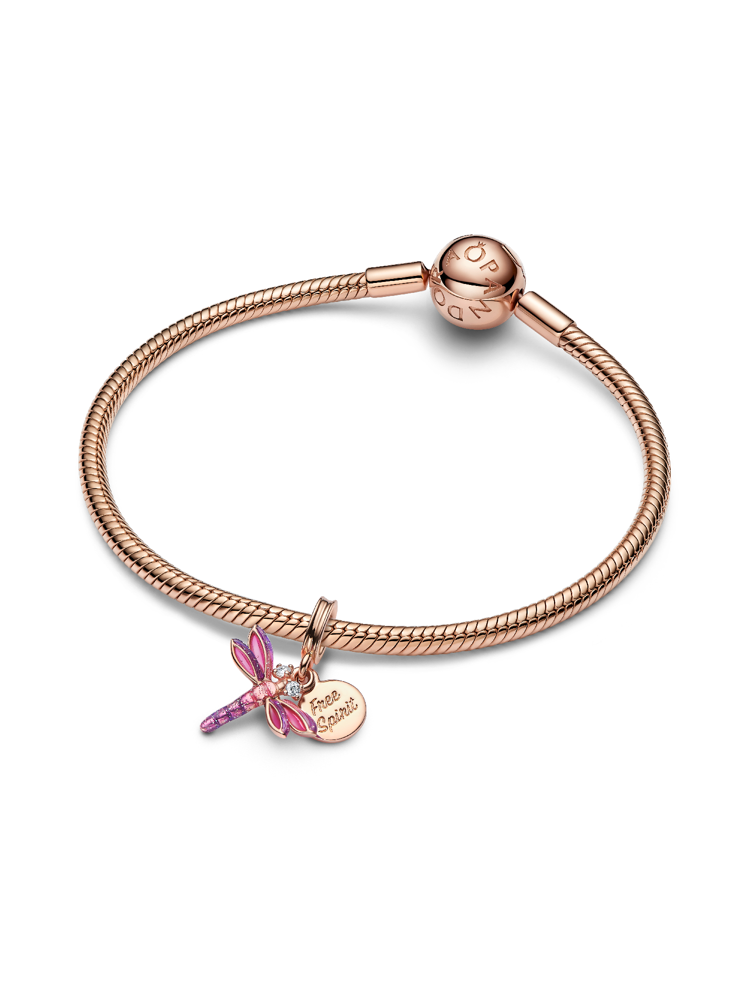 Pink Dragonfly Double Dangle Charm