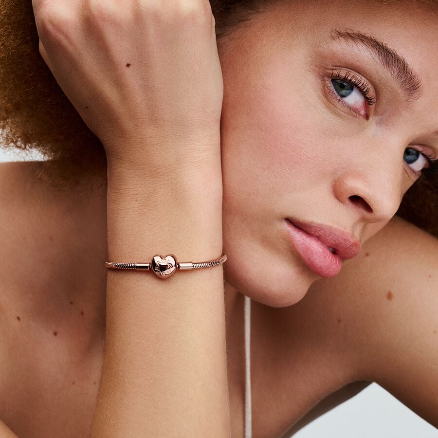 Pandora Moments Heart Clasp Snake Chain Bracelet Rose Gold Plated pandora-moments-heart-clasp-snake-chain-bracelet-rose-gold-plated