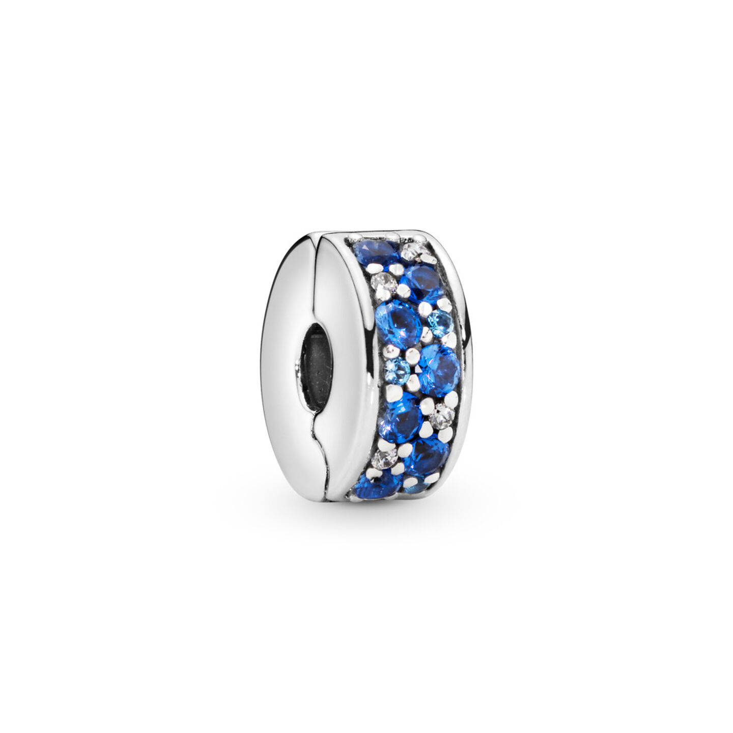 Женский шарм Pandora Blue Pavé Clip Charm, цвет: Серебро — фото 2