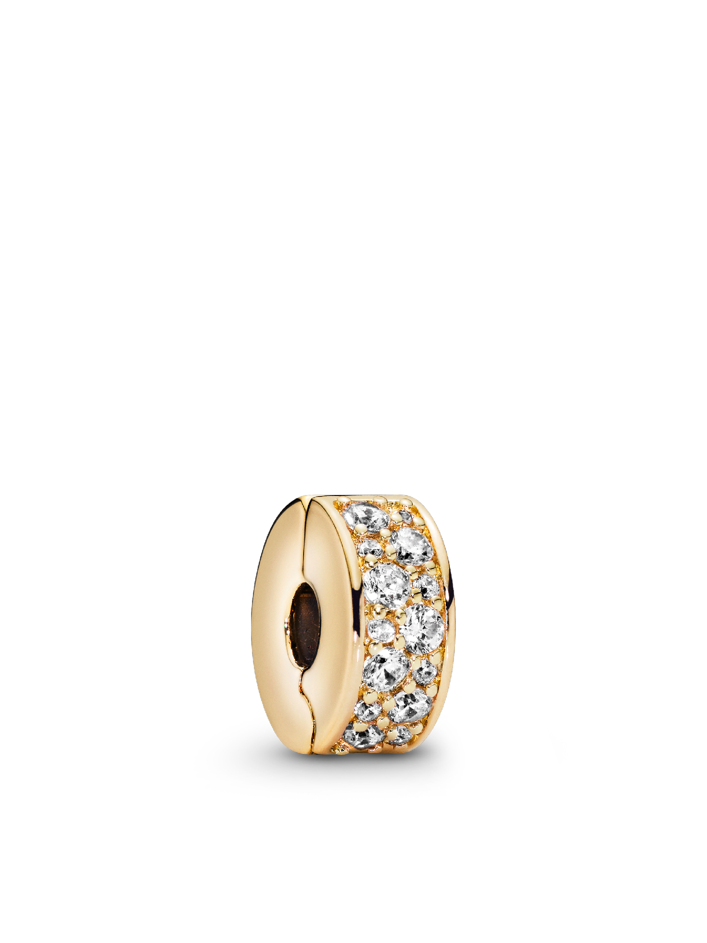 Женский шарм Pandora Clear Pavé Clip Charm, Gold plated, цвет: Позолоченный — фото 1