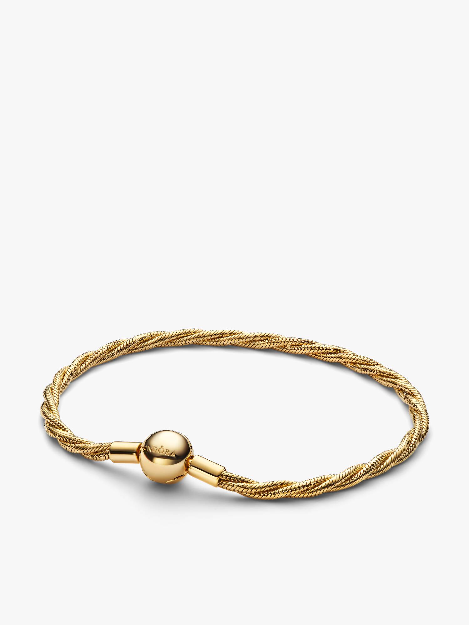 Round Pandora Clasp Twisted Snake Chain Bracelet