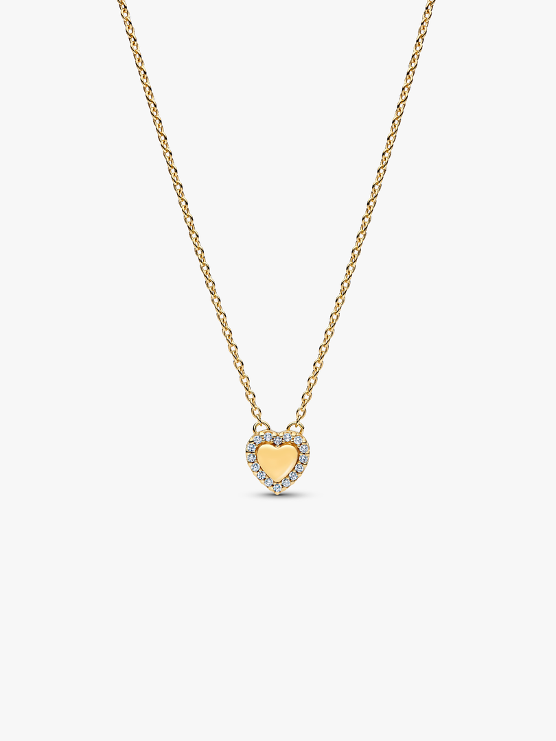 Engravable Heart Halo Collier Necklace