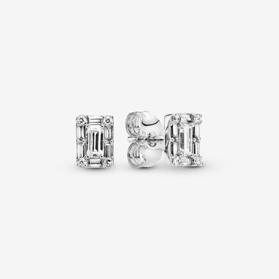 FINAL SALE - Sparkling Square Halo Stud Earrings image number 0