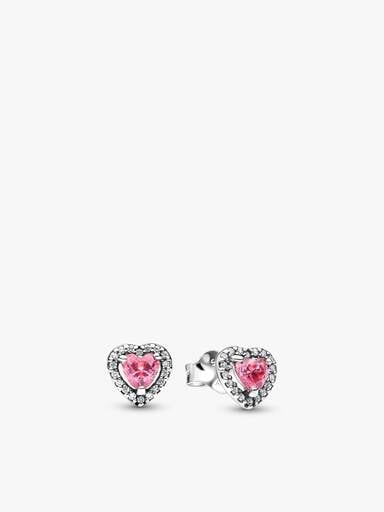 Pink Sparkling Heart Bracelet and Earring Set