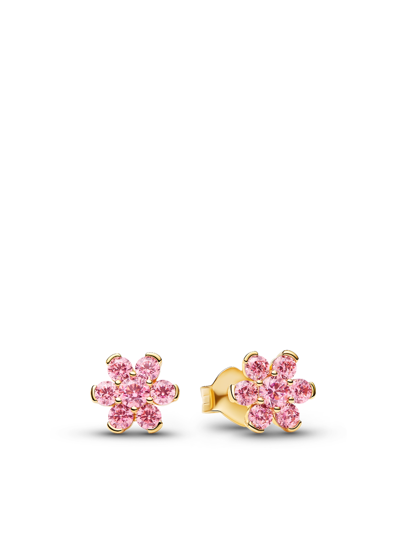 Sparkling Pink Flower Necklace & Earrings Set