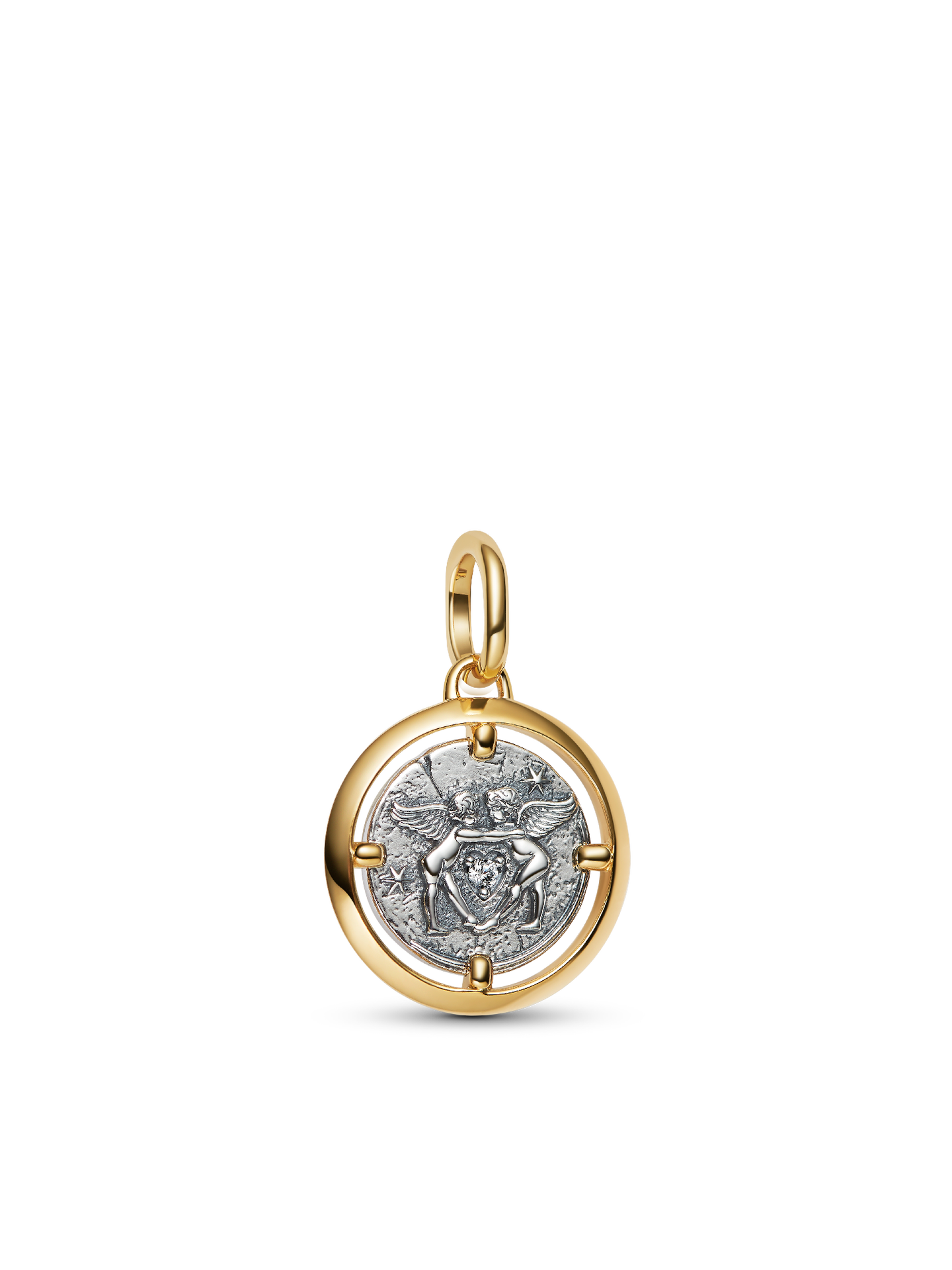 Женский шарм Pandora Cupids Medallion Charm, цвет: Двухцветный