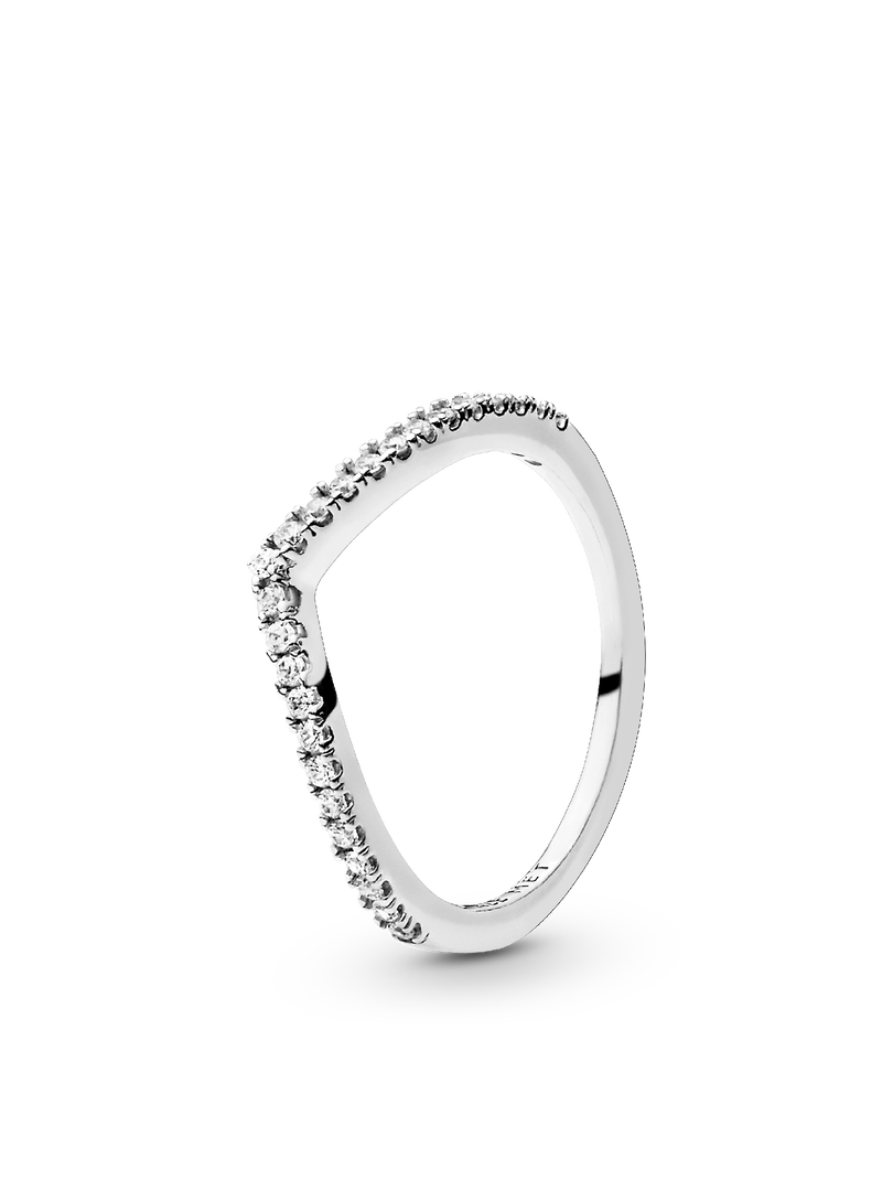 Shimmering Solitaire Wishbone Stacking Ring Set