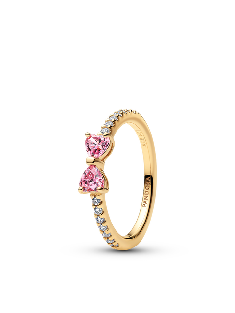 Женское кольцо Pandora Sparkling Pink Bow, Gold plated, цвет: Позолоченный
