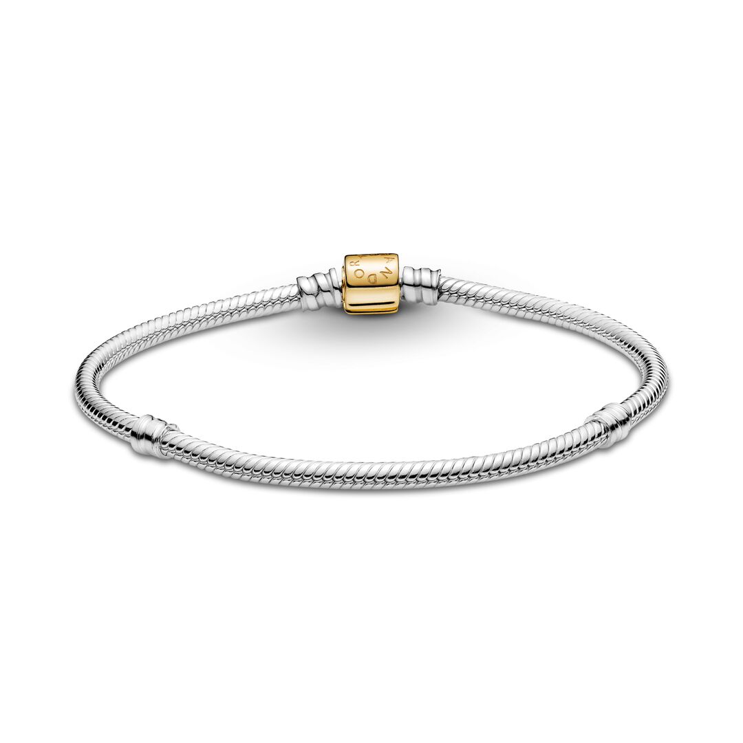 FINAL SALE - Pandora Moments Two-tone Barrel Clasp Snake Chain Bracelet
