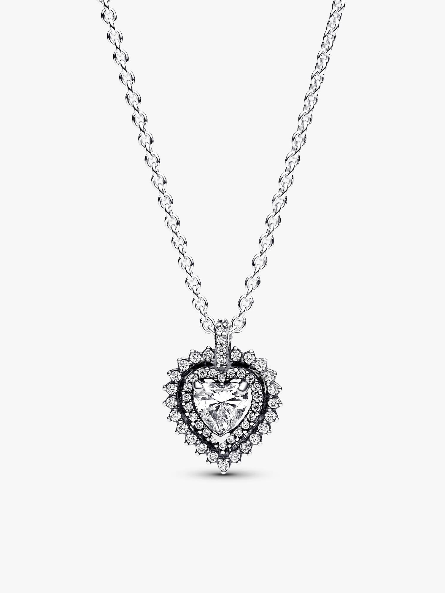 Sparkling Heart Halo Pendant Necklace