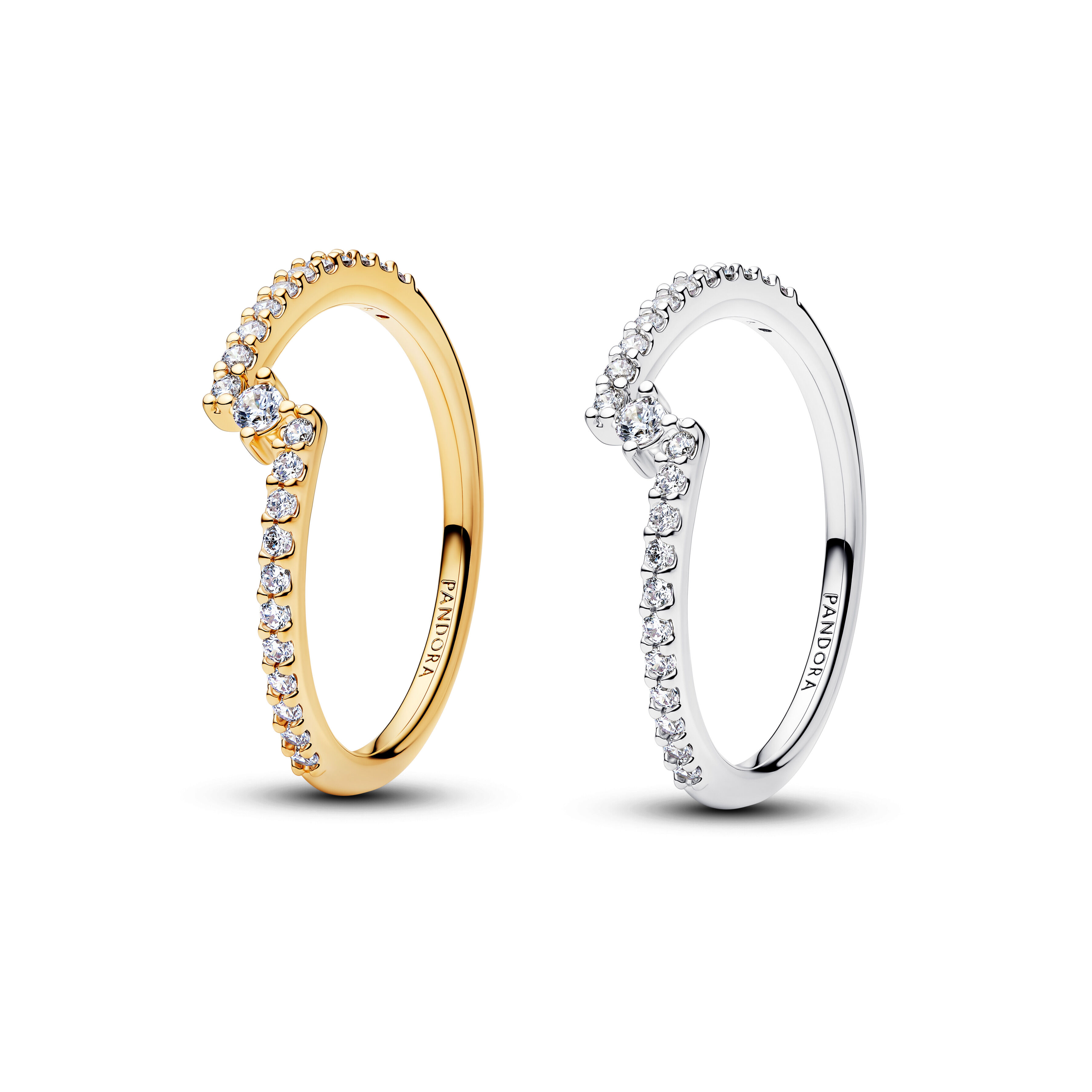 Sparkling Split Pave Two Tone Ring Set